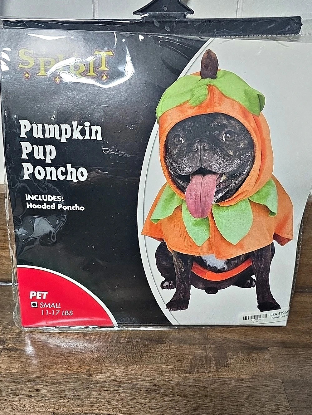 Spirit Pumpkin Pup Poncho Pumpkin Dog Costume Small NWT